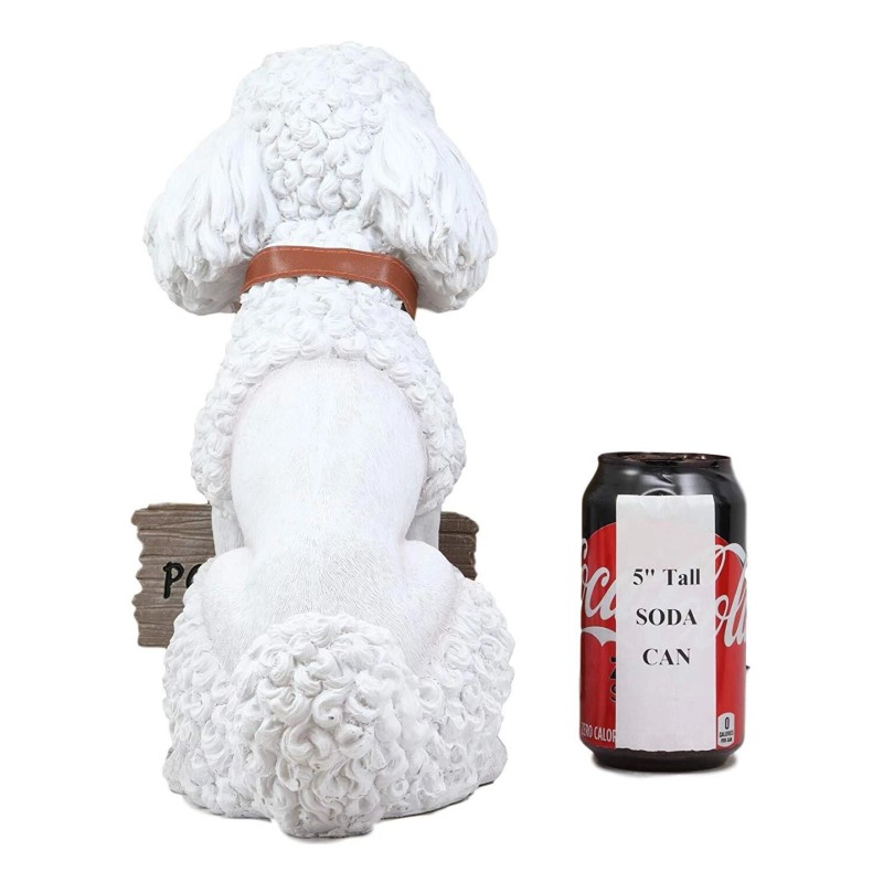 Realistic White French Poodle Dog Fifi Welcome Greeter Statue With