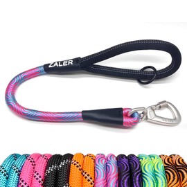 ZALER Short Dog Leash, 26 Inches Rope Traffic Leashes for Dogs, Reflective Dog Lead with O-Ring, Heavy Duty Pet Leash for Large and Medium Dogs (26'' Blue Pink)
