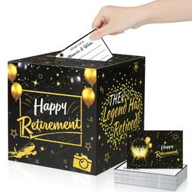 LIKAJON 51 Pcs Happy Retirement Party Card Box Decorations Retirement Party Favors Well Wish and Advice Cards, Card Box for Retirement Party Card Box Going Away Party Supplies