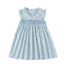 Simplee kids Baby Blue Dress Toddler Ruffled Dress Little Girls Casual Dress Playwear Sundress for Spring Summer 5T