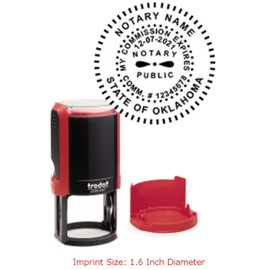 Flame Red Circular Notary Stamp (Black Ink) | Oklahoma