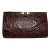 Patricia Nash Tooled Leather Cauchy Frame Clutch Wallet Dark Brown