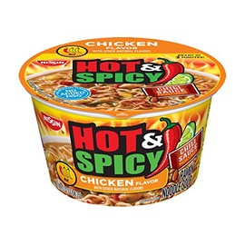 Nissin Bowl Noodles HOT & Spicy CHICKEN Flavor Microwavable and Spoonable Noodles & Soup with Og Trans FAT for Best in Ramen Instant Noddle Soup- 12 Pack of 3.32 Oz Cups