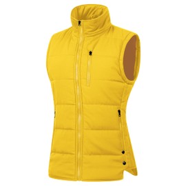 Chrisuno Quilted Vest Women Womens Puffer Vests Ladies Women's Lightweight Water-Resistant Packable Winter Sleeveless Jacket Bright Yellow 3XL