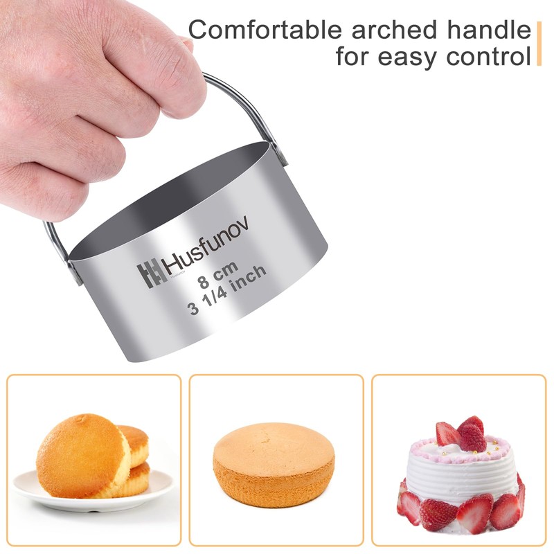 Biscuit Cutter Set Round Cookie Cutters with Handle 5 Pieces