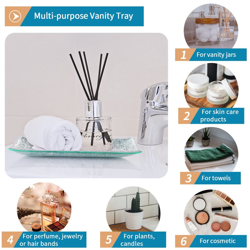 Sanbege 4 Pcs Mosaic Glass Bathroom Accessories Set, Modern Luxury