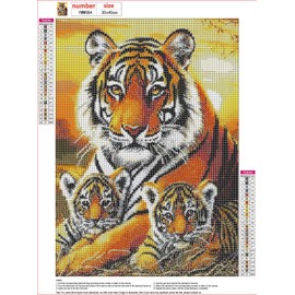 MXJSUA DIY Diamond Painting Kits for Adults, Tiger Family Diamond Gem Art Painting for Beginners, Diamond Picture with Full Round Drill Dots Craft Set Gift, 12x16 Inch
