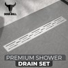 36 Inch Rectangular Linear Shower Drain Set with Brick Pattern