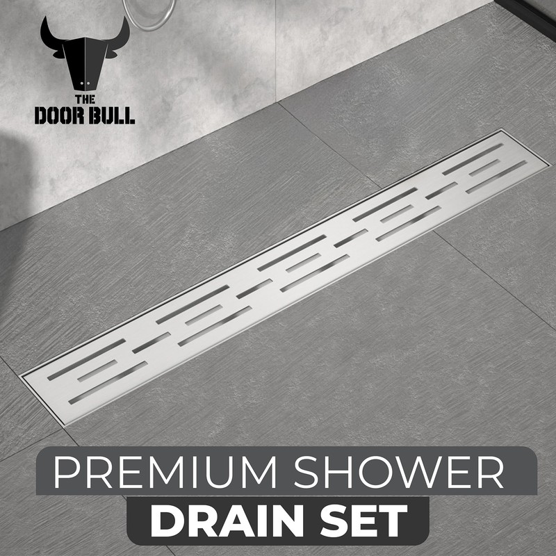 36 Inch Rectangular Linear Shower Drain Set with Brick Pattern