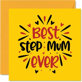 Step Mum Birthday Card - Best Step Mum Ever - Novelty Happy Mother's Day Birthday Card from Step-Daughter Son Gifts, 145mm x 145mm Mothers Day Greeting Cards for Step Mom Mama Mam Mammy Mommy