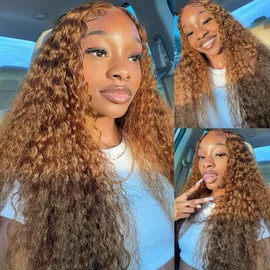 Light Brown Kinky Curly Wigs For Black Women Long Kinky Straight Hair Wig Synthetic Middle Part Yaki Straight Wigs 26 Inches Glueless Heat Resistant Synthetic Full Wigs(26inch, light brown)