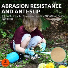 Vgo... 2-Pairs Age 5-6 Kids Gardening Gloves,Children Yard Work Gloves,Soft Safety Outdoor Playing Gloves (Size M,Blue&Purple Rabbit, KID-SL7362)