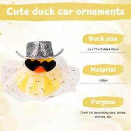 PEUTIER Rubber Duck, Little Car Rubber Duck Funny Car Ornaments Duck Car Duck Accessories with Top Hat Sunglasses Skirt for Car Dashboard Office Desk Decoration (Yellow)