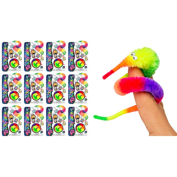 JA-RU Fuzzy Worms on Strings on a String Magic Worms Fidget Toy (12 Assorted Individually Packed) Wiggly Worm On String Twisty Fuzzy Worm Toys for Kids Party Favors ADD Anxiety Relief 5219-12s
