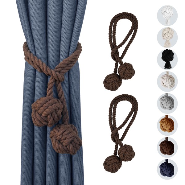 Remunkia 2 Pieces Curtain Tiebacks, Outdoor Curtain Tiebacks, Boho Curtain