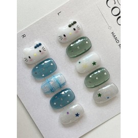 ⭐️ Kitty Nail [Kitchy Kitty Nail Collection] ⭐️ - Green / ⭐️ 키티 네일 [키치 키티 네일 컬렉션] ⭐️ - 그린