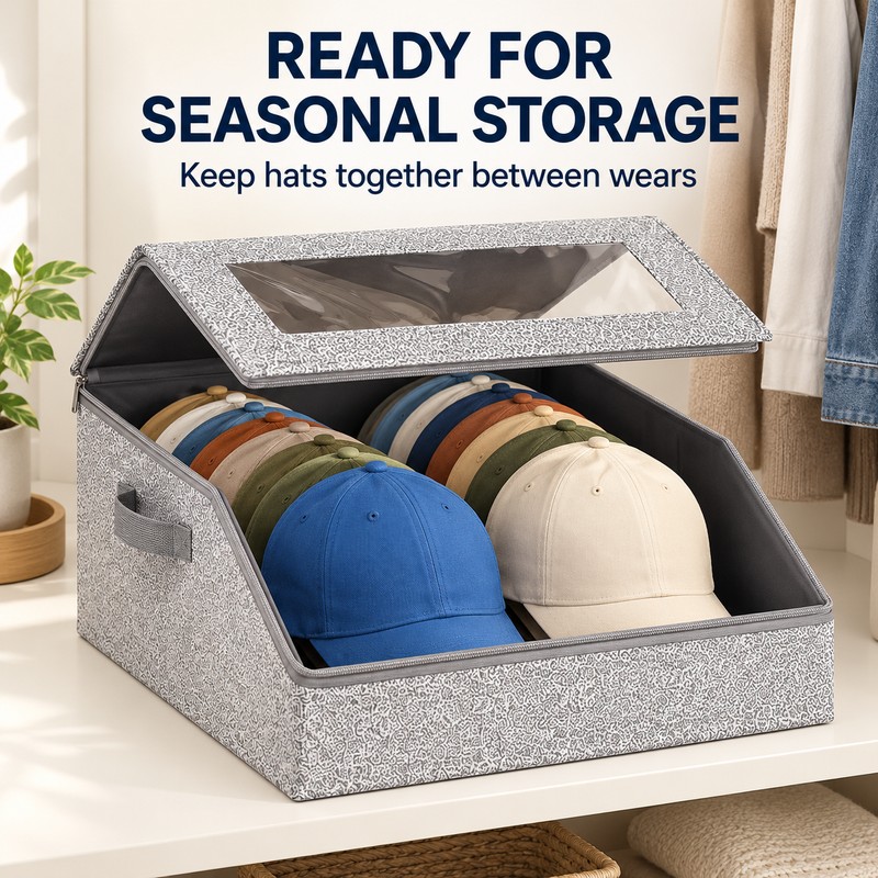 Hat Storage Box for Baseball Cap Organization – Clear Viewing