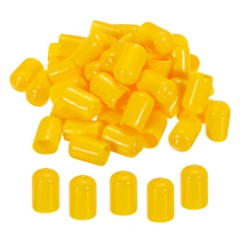 MECCANIXITY 20pcs 1/2 inch(12mm) Rubber End Caps Cover PVC Vinyl Screw Thread Protector Round Wire Shelf Caps for Screw Bolt Pipe Fence Post, Yellow