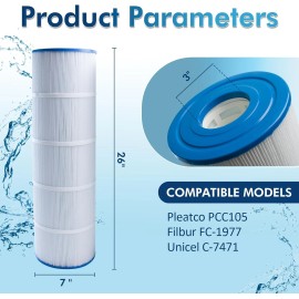 Unbranded 4-Pack CCP420 Pool Filter Cartridges Replace PCC105 R173576 C-7471 420 Sq.ft