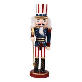 Veemoon 1 Piece Christmas Wooden Nutcracker Soldier Wooden Hand-Painted Soldier Statue Classic Traditional Christmas Decoration Style 3