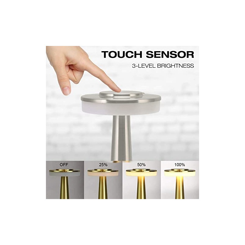 Lámpara de Mesa LED Portátil Control Táctil Retro, Lámparas de