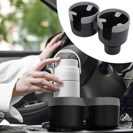 Kutyun Car Cup Holder Expander Adapter, Large Cup Holder Organizer, Multifunctional Auto Cup Adapter with Adjustable Base, 2 in 1 Auto Water Cup Drink Holder for Bottles, Cups, Drinks, Snack (Gray)