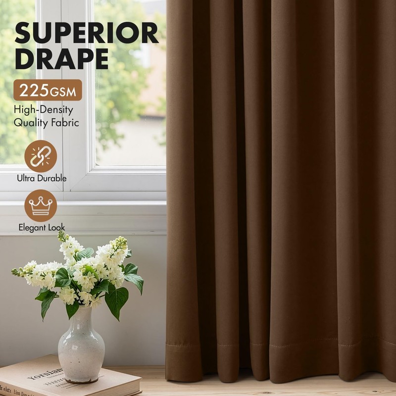 Brown Blackout Curtains for Bedroom Living Room 40"x63" Long 2