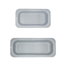 Extendable Over the Sink Colander Strainer Basket SpaceSaving Plastic Kitchen Drainer for Washing Vegetables Fruits Draining Pasta Dish Rack NonSlip Design Hanging New Home Kitchen Essentials Gray