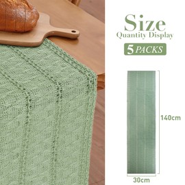 Table Runner Sage Green Pack of 5 Table Runner Green Modern Boho Table Decoration Farmhouse Small Tablecloth Narrow Country House Style Table Runner for Wedding Party Decoration Birthday Party