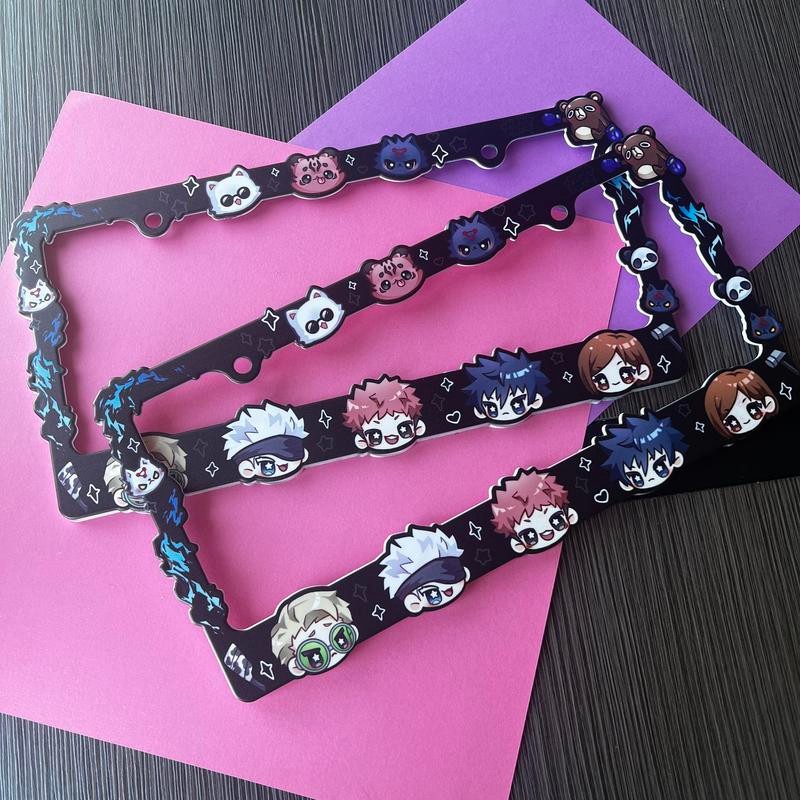 J J K License Plate Frame - Characters: Baby blue