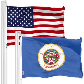 G128 Combo Pack: American USA Flag 3x5 Ft & Minnesota MN State Flag 3x5 Ft | Both LiteWeave Pro Series Printed 150D Polyester, Brass Grommets