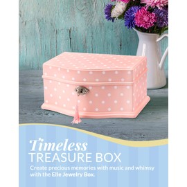 Elle Jewelry Box - Ballerina Jewelry Organizer and Swan Lake Wind-Up Music Box for Girls and Teens, Accessories and Keepsake Wooden Storage with Lock and Mirror, Charming Room Decor and Gift, Large