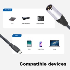 HUALEU USB C to XLR Male Output Audio Cable,USB C to Mixer Speakers XLR Male Cable,USB Type-C 24Bit/96Khz Digital Audio Cable for Mixers,Speakers,amplifiers 10FT