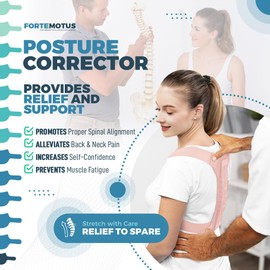 FORTEMOTUS Posture Corrector Upper Back Support, Fully Adjustable Back Straightener for Mid, Upper Spine Support, Posture Corrector for Hunchback,Neck, Shoulder, Clavicle and Back Discomfort Relief