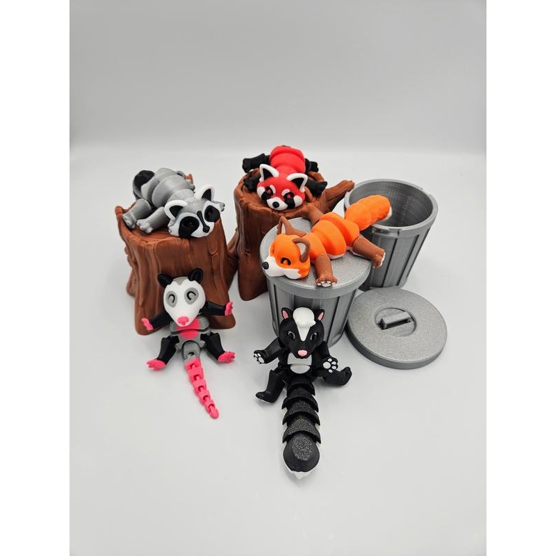 Trash Raccoon, Fox, Panda, Possum, Skunk - 3D Fidget -