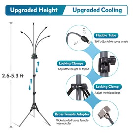 Homasky Homasky Standing Misters for Outside Patio, Adjustable Height 5.3 FT Stand Misting System for Cooling Outdoor, Portable Water Mister for Mist Playing, Patio Cooling, Backyard, Porch, Sprinkler (Gray)