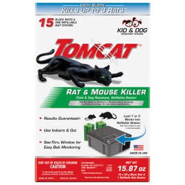 Tomcat Rat & Mouse Killer Child & Dog Resistant, Refillable Station, 1 Station, 15 Bait Blocks