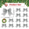 Large Silver Bows for Christmas Tree, 12 Pcs Glitter Christmas