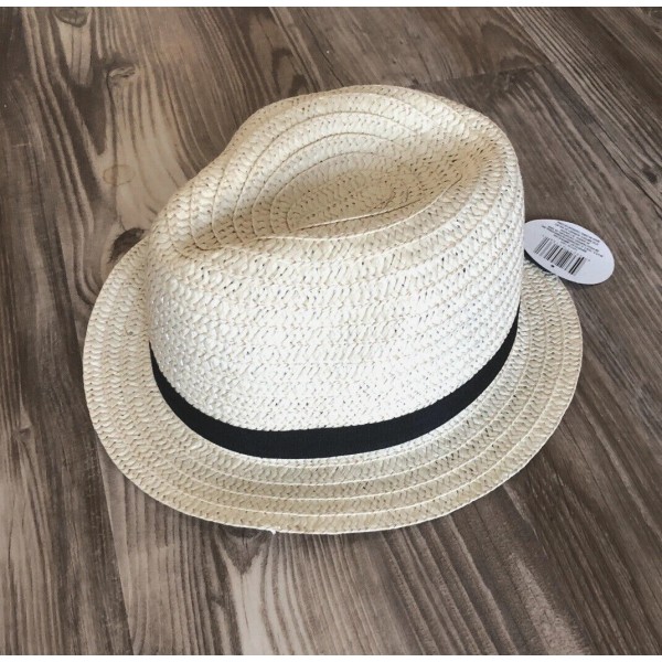 DTSC Imports Womens Straw Hat Fedora Black Band Summer Beach