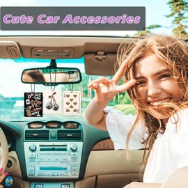 Dipyquk Trendy Retro Cheetah Car Air Freshener Hanging 3Pcs, Coquette Leopard Bow Cherry Disco Ball Air Freshener for Cars Closet Drawer or Books, Cute Girly Car Accessories Mirror Decor for Women