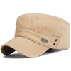LXOrdora Men's Military Cadet Hat Flat Top Newsboy Cap Beige