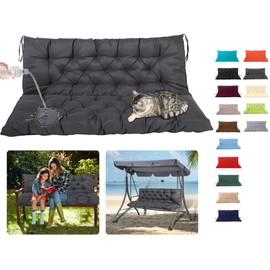 Odsiikly Replacement Cushions for Outdoor Swing, 47 X 40IN, 2-3 Seater Porch Swing Cushions with Back, Thickened Bench Cushion with Ties for Patio Garden, Fit for 43"-47" Swings, Dark Grey