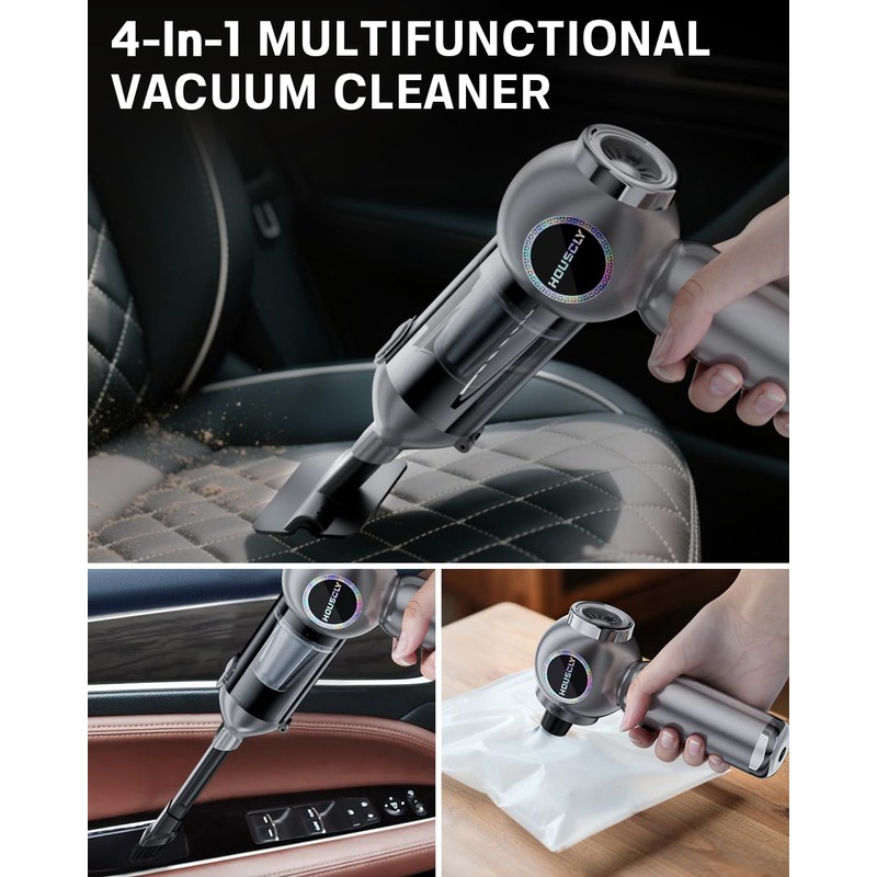 houscly Handheld Car Vacuum Portable Cordless 25000Pa High Power Small