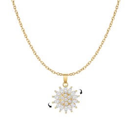 Sunflower Fidget Necklace Spinning Sunflower Necklace Dainty 14K Gold Plated Zircon Daisy Flower Necklaces Anxiety Necklace Jewelry for Women(Gold)