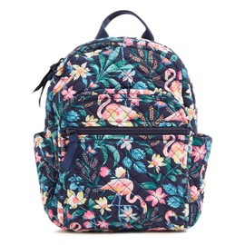Vera Bradley Women's Cotton Small Backpack, Flamingo Garden, One Size