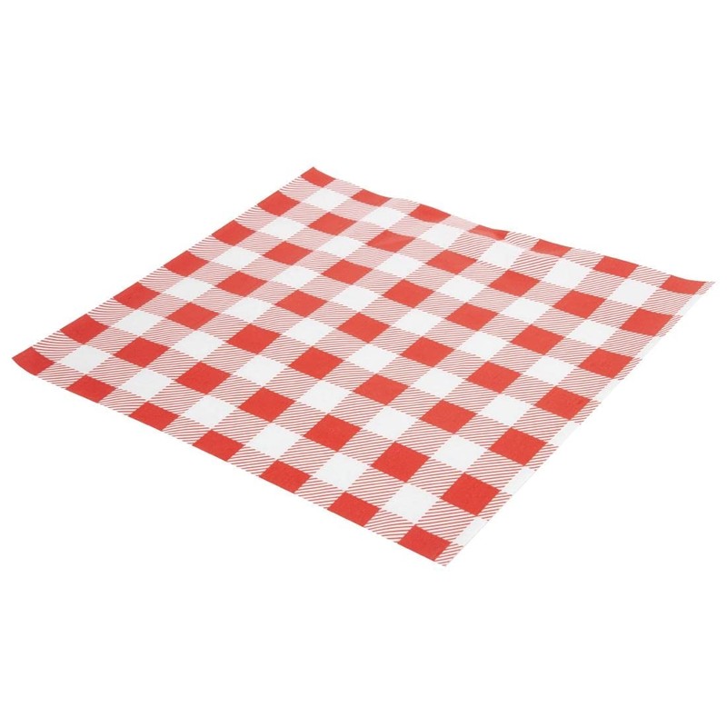 CL657 Red Gingham Greaseproof Paper, 250 mmx 250 mm (Pack