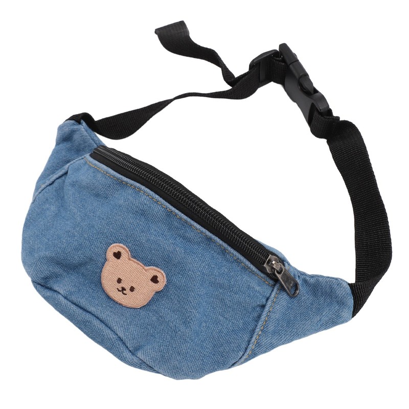 Kids Cool Waist Bag Bear Pattern Adjustable Button Small Canvas