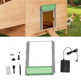 Automatic Chicken Coop Door Solar Powered,Electric Auto Chicken Coop Door with Timer & Light Sensor,Smart Anti-Pinch,Remote Control & 4 Modes
