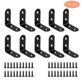 BuxiuGK Angle Brackets 40 x 40 x 17 mm Stainless Steel L Right Angle Connector 90 Degree with 40 Screws Black Pack of 10
