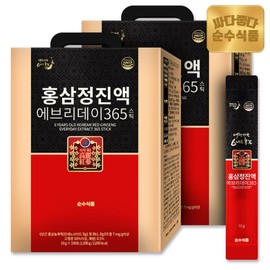 Pure Foods 6-Year-Old Red Ginseng Extract Everyday 365 2 Boxes (200 Packets) Value-Priced Red Ginseng Stick / 순수식품 6년근 홍삼정 진액 에브리데이 365 2박스(200포) 실속형 홍삼스틱